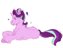 Size: 1280x976 | Tagged: safe, artist:kittycoot, starlight glimmer, pony, unicorn, g4, female, implied lesbian, implied shipping, implied startrix, lying down, simple background, solo, white background