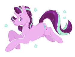 Size: 1280x974 | Tagged: safe, artist:kittycoot, starlight glimmer, pony, unicorn, g4, female, lying down, simple background, solo, stars, white background