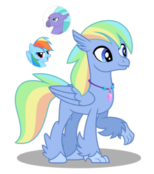 Size: 1280x1449 | Tagged: safe, artist:tenderrain-art, rainbow dash, seaspray, oc, classical hippogriff, hippogriff, g4, base used, female, interspecies offspring, male, offspring, parent:rainbow dash, parent:seaspray, parents:dashspray, simple background, transparent background