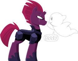 Size: 1922x1521 | Tagged: safe, artist:clarktooncrossing, tempest shadow, oc, ghost, pony, undead, g4, boop, simple background, transparent background