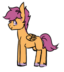Size: 430x479 | Tagged: safe, artist:ask-pinkie-polkadot-pie, scootaloo, pegasus, pony, tumblr:ask-pinkie-polkadot-pie, g4, colored hooves, female, simple background, solo, transparent background