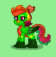 Size: 196x199 | Tagged: safe, oc, oc only, oc:peony (quetzal), bird, pony, pony town, beak, colorful, exotic, female, long tail, pixel art, quetzal, sprite, wings