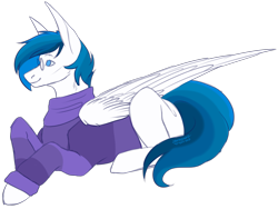 Size: 3500x2629 | Tagged: safe, artist:amcirken, oc, oc only, oc:typical, pegasus, pony, clothes, glasses, high res, male, prone, simple background, solo, stallion, sweater, transparent background