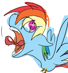 Size: 465x500 | Tagged: safe, artist:fetishsketches, rainbow dash, pony, g4, caricature, majestic as fuck, tongue out, wtf