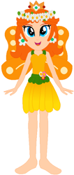 Size: 312x738 | Tagged: safe, artist:loladreamteam, artist:user15432, fairy, human, equestria girls, g4, barefoot, barely eqg related, base used, clothes, crossover, crown, dress, ear piercing, earring, equestria girls style, equestria girls-ified, fairy princess, fairy wings, fairyized, feet, floral head wreath, flower, flower in hair, gradient clothes, jewelry, mario kart, mario kart tour, nintendo, orange wings, piercing, princess daisy, regalia, solo, super mario bros., wings, yellow dress