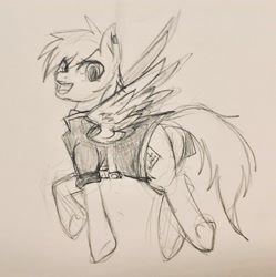 Size: 2038x2048 | Tagged: safe, artist:willoillo, oc, oc only, oc:cutting chipset, pegasus, pony, clothes, cyberpunk, high res, jacket, nighthaze, sierra nevada, sketch, solo