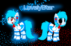 Size: 2300x1500 | Tagged: artist needed, source needed, safe, artist:exemxetheexe, oc, oc only, oc:starlyra, pegasus, pony, robot, robot pony, animatronic, female, headset, mare, pegasus oc, simple background, text, wings