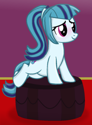 Size: 652x885 | Tagged: safe, artist:grapefruitface1, artist:twittershy, sonata dusk, pony, g4, base used, beanbag chair, blushing, show accurate