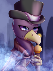 Size: 1700x2268 | Tagged: safe, artist:elmutanto, griffon, equestria at war mod, fanfic:the strange case of dinky hooves' cutie mark curiosity, bust, dr jekyll, dr jekyll and mr hyde, fanfic art, mr hyde