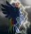 Size: 1818x1975 | Tagged: safe, artist:mikeyboo, rainbow dash, pegasus, pony, g4, secrets and pies, dark, evil pie hater dash, evil rainbow dash, female, lightning, scene interpretation, solo