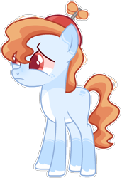 Size: 876x1270 | Tagged: safe, artist:kurosawakuro, oc, oc only, earth pony, pony, base used, hat, male, offspring, parent:button mash, parent:coconut cream, propeller hat, simple background, solo, teenager, transparent background