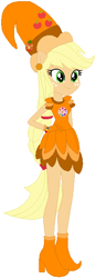 Size: 222x639 | Tagged: safe, artist:selenaede, artist:user15432, applejack, human, equestria girls, g4, barely eqg related, base used, boots, clothes, cosplay, costume, crossover, cutie mark, cutie mark on clothes, ear piercing, earring, element of honesty, gloves, hand on hip, hat, jewelry, ojamajo doremi, orange dress, piercing, ponied up, shoes, solo, witch, witch apprentice, witch costume, witch hat
