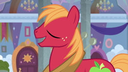 Size: 1920x1080 | Tagged: safe, screencap, big macintosh, earth pony, pony, a horse shoe-in, g4, cute, eyes closed, macabetes, male, solo, stallion
