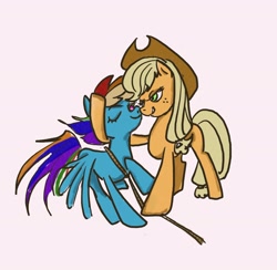 Size: 2744x2675 | Tagged: safe, artist:laya-21, applejack, rainbow dash, earth pony, pegasus, pony, g4, duo, female, high res, lesbian, looking at each other, rope, ship:appledash, shipping