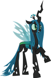 Size: 4815x7325 | Tagged: safe, artist:wissle, queen chrysalis, changeling, changeling queen, a canterlot wedding, g4, absurd resolution, crown, female, grin, jewelry, one leg raised, raised hoof, regalia, simple background, smiling, solo, transparent background, vector