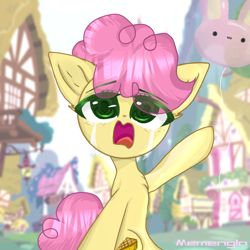 Size: 1080x1080 | Tagged: safe, artist:memengla, li'l cheese, earth pony, pony, g4, the last problem, balloon, crying, female, filly, sad, solo, tragedy