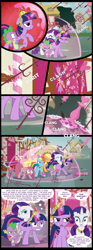 Size: 1181x3172 | Tagged: safe, artist:culu-bluebeaver, applejack, fluttershy, pinkie pie, rainbow dash, rarity, spike, twilight sparkle, alicorn, earth pony, pegasus, pony, unicorn, comic:the six-winged serpent, g4, big crown thingy, comic, element of generosity, element of honesty, element of kindness, element of laughter, element of loyalty, element of magic, elements of harmony, force field, jewelry, magic, mane seven, mane six, ponyville, regalia, shield, twilight sparkle (alicorn)