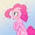 Size: 2048x2048 | Tagged: safe, artist:dumbdraws, pinkie pie, earth pony, pony, g4, blushing, cute, diapinkes, female, floppy ears, heart, heart eyes, high res, mare, profile, sitting, solo, wingding eyes