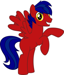 Size: 4072x4777 | Tagged: safe, artist:tales-fables, oc, oc only, oc:grumman, pegasus, pony, bipedal, grin, male, pegasus oc, rearing, simple background, smiling, solo, stallion, story included, transparent background, wings