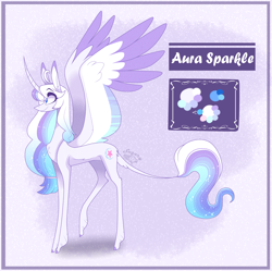 Size: 2527x2520 | Tagged: safe, artist:sugaryicecreammlp, oc, oc only, oc:aura sparkle, alicorn, pony, female, high res, long legs, mare, offspring, parent:flash sentry, parent:twilight sparkle, parents:flashlight, raised leg, slender, solo, tall, thin, two toned wings, wings