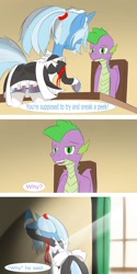 Size: 1280x2560 | Tagged: safe, artist:peppertech, spike, trixie, dragon, pony, unicorn, g4, clothes, female, horn, maid, male, older, older spike, rejection, shipping, spixie, straight, teenage spike, teenaged dragon, teenager, winged spike, wings