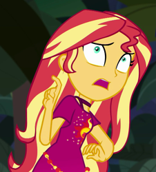 Size: 883x975 | Tagged: safe, screencap, sunset shimmer, equestria girls, equestria girls series, g4, spring breakdown, cropped, cruise outfit, female, shrunken pupils, solo