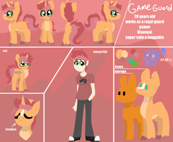 Size: 2380x1960 | Tagged: safe, artist:nootaz, oc, oc:game guard, human, colt, glasses, humanized, male, reference sheet, younger