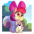 Size: 2000x2000 | Tagged: safe, artist:discorded, apple bloom, squirrel, g4, acorn, adorabloom, atg 2020, bush, cute, daaaaaaaaaaaw, female, high res, newbie artist training grounds, solo, species swap