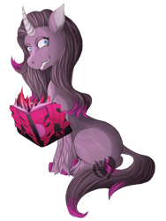 Size: 2700x3600 | Tagged: safe, artist:kenisu-of-dragons, oleander (tfh), pony, unicorn, them's fightin' herds, book, community related, female, high res, leonine tail, mare, simple background, solo, transparent background, unicornomicon