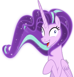 Size: 4000x4112 | Tagged: safe, artist:orin331, starlight glimmer, alicorn, pony, g4, absurd resolution, alicornified, ethereal mane, faic, i didn't listen, meme, open mouth, race swap, raised hoof, simple background, solo, starlicorn, transparent background, xk-class end-of-the-world scenario