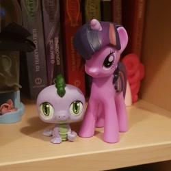 Size: 1080x1080 | Tagged: safe, artist:eli.moon.378, spike, twilight sparkle, dragon, pony, unicorn, g4, book, craft, cute, female, irl, male, mare, photo, sculpture, spikabetes, toy, unicorn twilight