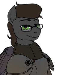 Size: 3000x3000 | Tagged: safe, artist:pony quarantine, oc, oc only, oc:scott, pegasus, anthro, fallout equestria, armor, glasses, high res, male, power armor, simple background, solo, stallion, transparent background