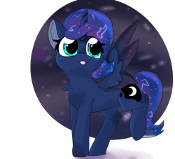 Size: 2598x2362 | Tagged: safe, artist:jubyskylines, princess luna, alicorn, pony, g4, blushing, chest fluff, cute, ear fluff, female, high res, lunabetes, mare, simple background, solo, tongue out, transparent background, two toned wings, wings