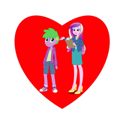 Size: 800x800 | Tagged: safe, artist:thecheeseburger, artist:xebck, edit, dean cadance, princess cadance, spike, equestria girls, g4, my little pony equestria girls: friendship games, clipboard, clothes, duo, eyeshadow, female, heart, high heels, human spike, infidelity, legs, lipstick, makeup, male, ship:spikedance, shipping, shipping heart, shoes, simple background, skirt, straight, transparent background