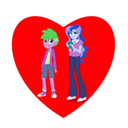 Size: 800x800 | Tagged: safe, artist:thecheeseburger, edit, princess luna, spike, vice principal luna, equestria girls, g4, official, belt, binder, clothes, duo, eyeshadow, female, human spike, looking at you, makeup, male, pants, ship:spiluna, shipping, shipping heart, shirt, shoes, simple background, smiling, straight, this might not end well, transparent background, unfortunate implications, vector