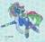 Size: 3508x3306 | Tagged: safe, artist:srk-arts, oc, oc only, oc:cobalt flux, earth pony, pony, :p, bandage, bandaid, bandaid on nose, bracelet, dancing, ear piercing, earth pony oc, high res, jewelry, looking at you, multicolored hair, one eye closed, piercing, tongue out, wink