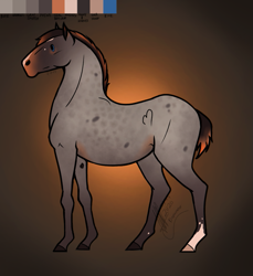 Size: 727x794 | Tagged: safe, artist:depixelator, oc, earth pony, horse, pony, adoptable, chibi, coat markings, cute, design, grey body, new style, realistic anatomy, realistic chibi, realistic genetics, reverse dapple, roan, seal bay, seal bay roan, style experiment, style test, sun bleached