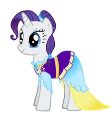 Size: 450x500 | Tagged: artist needed, safe, rarity, pony, unicorn, journey of the spark, g4, alternate hairstyle, clothes, dress, female, gem, mare, simple background, smiling, white background