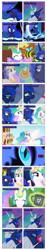 Size: 868x4638 | Tagged: safe, artist:dziadek1990, edit, edited screencap, screencap, nightmare moon, princess celestia, princess luna, a royal problem, between dark and dawn, do princesses dream of magic sheep, friendship is magic, g4, mmmystery on the friendship express, bed, comic, cute, description is relevant, family, female, food, lotta little things, love, pancakes, requested art, screencap comic, siblings, sisters, sleeping, song, song reference, sweat