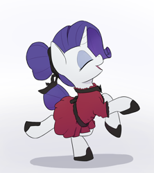 Size: 2000x2250 | Tagged: safe, artist:whiskeypanda, rarity, pony, unicorn, g4, alternate hairstyle, clothes, dancing, drawthread, dress, eyes closed, female, high res, ribbon, simple background, solo