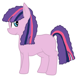Size: 1000x1000 | Tagged: safe, artist:nnyfluff, oc, oc only, oc:starshine, earth pony, pony, blank flank, female, filly, magical lesbian spawn, offspring, parent:pinkie pie, parent:twilight sparkle, parents:twinkie, simple background, solo, white background