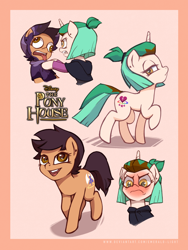 Size: 3000x4000 | Tagged: safe, artist:emerald-light, earth pony, pony, unicorn, abomination (the owl house), abomination track, african american, amity blight, angry, blushing, blushing profusely, brown coat, brown mane, brown tail, clothes, crossover, disguise, disney, dyed mane, dyed tail, ear piercing, earring, hoodie, jewelry, latin american, luz noceda (the owl house), piercing, ponified, ponytail, school uniform, simple background, slime, tail, the owl house, witch, witch pony