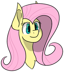 Size: 965x1087 | Tagged: safe, artist:skylarpalette, fluttershy, pegasus, pony, g4, big ears, bust, chest fluff, female, full color, green eyes, mare, outline, shading, simple background, solo, three quarter view, transparent background, white outline