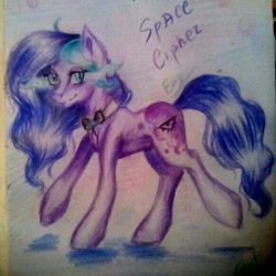 Size: 582x582 | Tagged: safe, artist:enjal, oc, oc only, oc:space, earth pony, pony, bow ties, earth pony oc, solo, traditional art