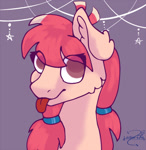 Size: 500x514 | Tagged: source needed, useless source url, safe, artist:lechu-zaz, oc, oc only, oc:manta, pegasus, pony, :p, bust, pegasus oc, pigtails, stars, tongue out