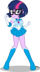Size: 2233x4000 | Tagged: source needed, safe, artist:orin331, sci-twi, twilight sparkle, equestria girls, g4, boots, clothes swap, cute, female, geode of telekinesis, glasses, high heel boots, high res, magical geodes, sailor mercury, sailor mercury pose, sailor moon (series), shoes, simple background, solo, transparent background, twiabetes
