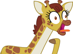 Size: 5357x4000 | Tagged: safe, artist:melisareb, clementine, giraffe, g4, she talks to angel, .svg available, absurd resolution, cloven hooves, faic, female, giraffes doing giraffe things, inkscape, raised hoof, shrunken pupils, simple background, solo, tongue out, transparent background, vector