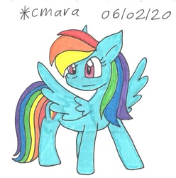 Size: 816x822 | Tagged: safe, artist:cmara, rainbow dash, pegasus, pony, g4, confused, female, mare, solo, traditional art, wings