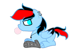 Size: 998x664 | Tagged: safe, artist:estefania200, oc, oc only, oc:bloody heart, pegasus, pony, chewing gum, light blue eyes, lying down, pegasus oc, simple background, solo, transparent background, wings