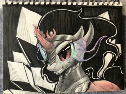 Size: 2134x1600 | Tagged: safe, artist:b_m, king sombra, pony, unicorn, g4, male, solo, sombra eyes, traditional art